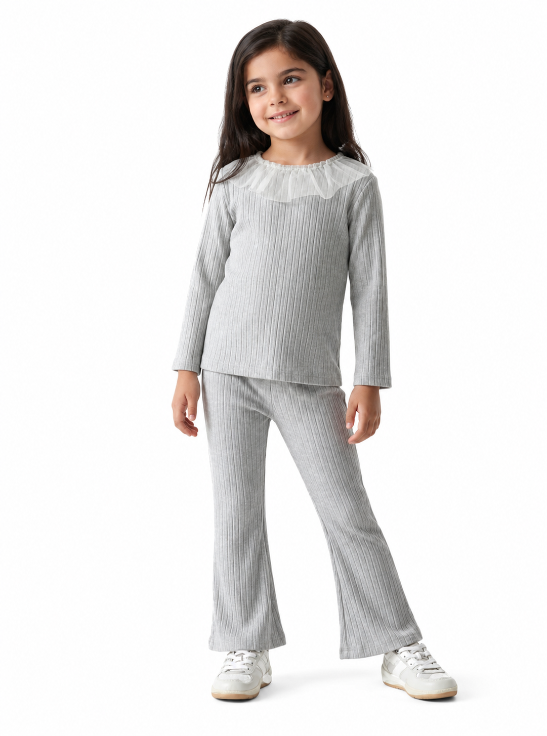 ست بلوز و شلوار دخترانه کبریتی طوسی روشن LC Waikiki